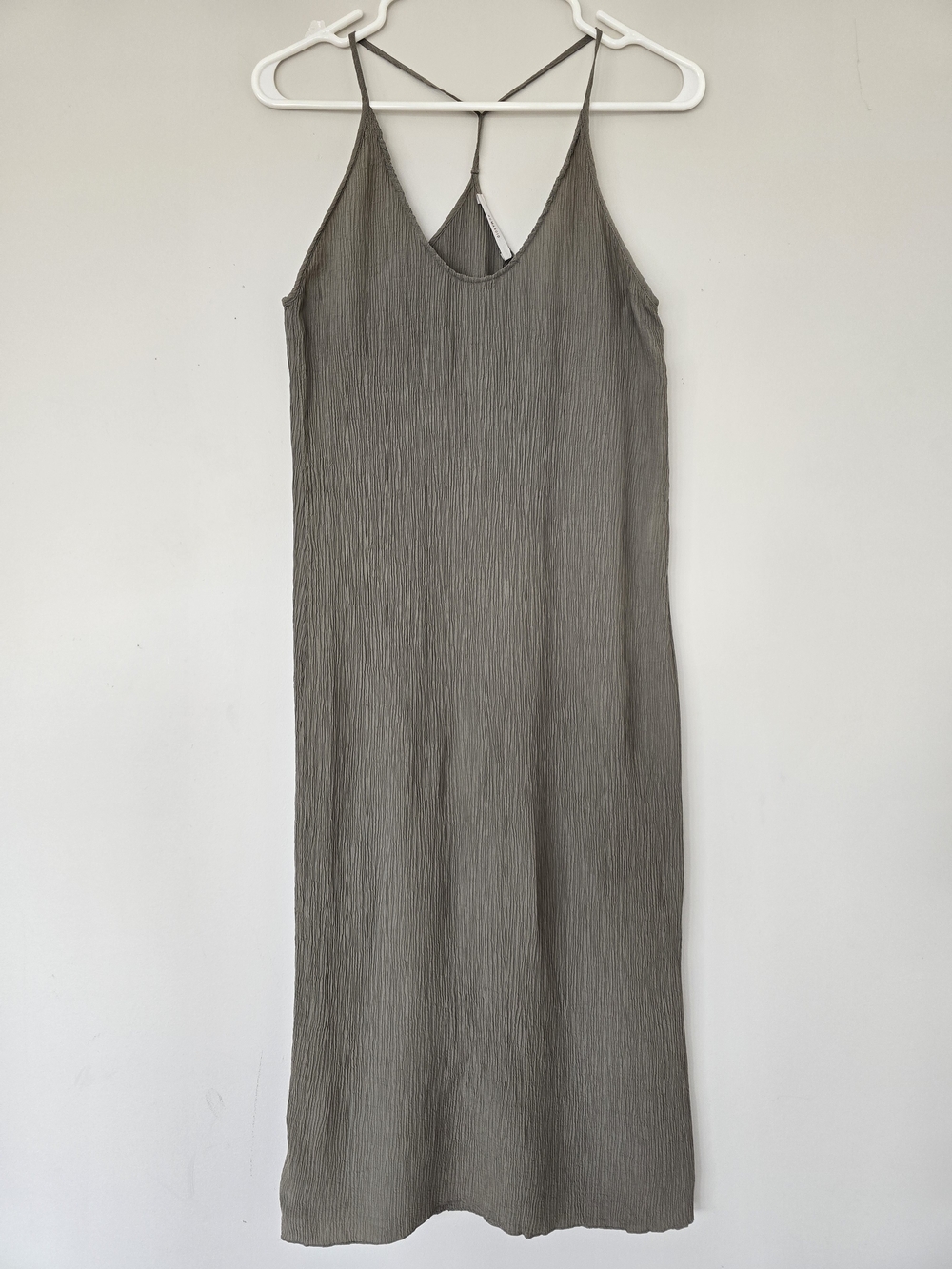 HUMANOID ITALIAN Slip Dress with Textured Fabric. SIZE XS. TAUPE.
